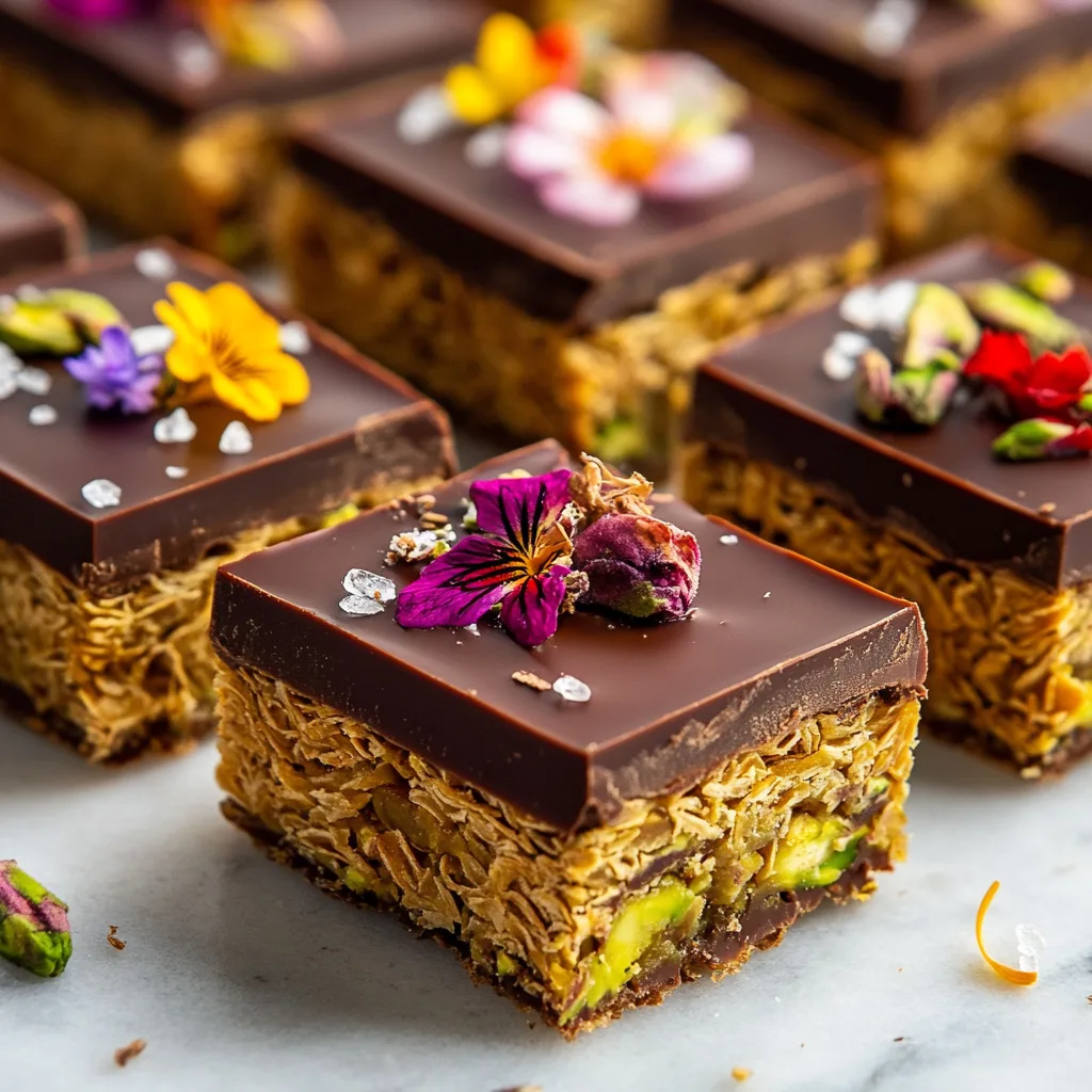 Healthy homemade Dubai chocolate bars with dark chocolate, pistachio filling, and kataifi pastry