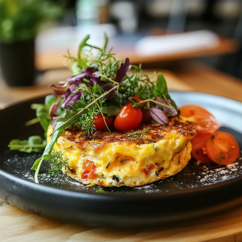 Rustic frittata with colorful vegetables